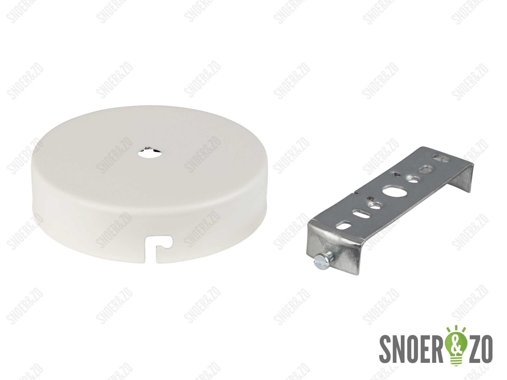 Plafondkap metaal plat wit met beugel Plafondkap metaal plat wit met beugel