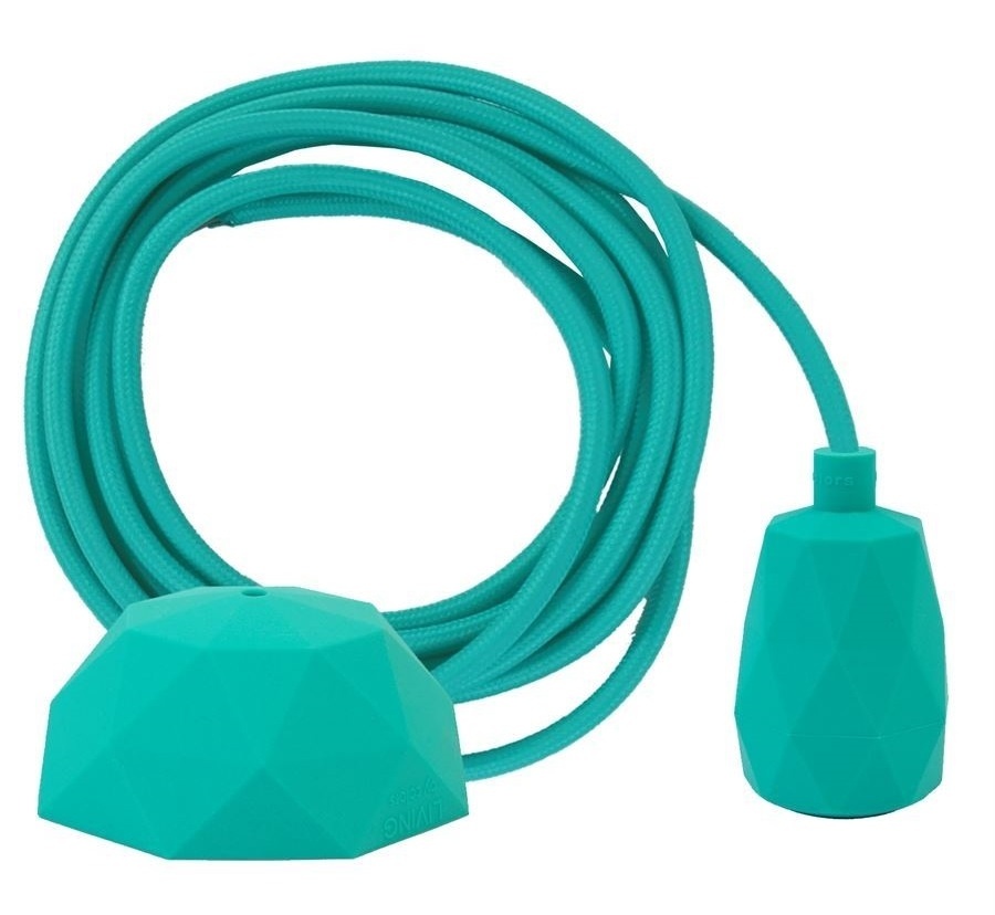 Snoerpendel siliconen E27 300cm - facet - kleur turquoise