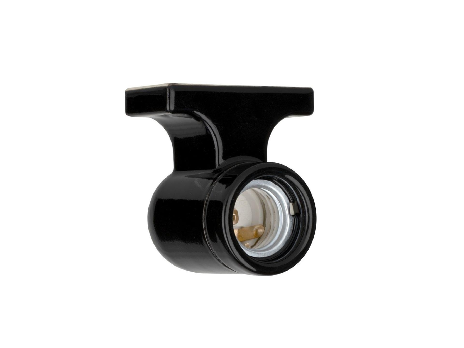 Wandlamp porselein haak E27 zwart Wandlamp porselein haak E27 zwart