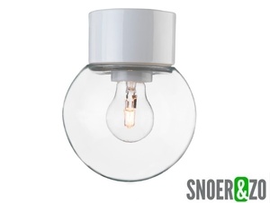 Ifö Electric plafondlamp porselein wit bol helder glas E27