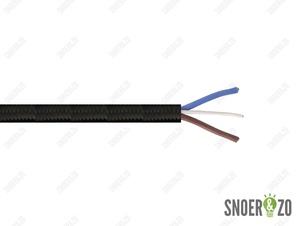 Pendelsnoer met staaldraad zwart stof 2x0,75 mm²