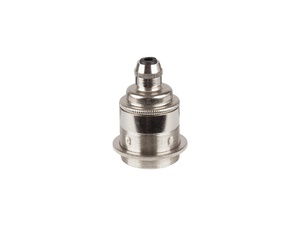 Metalen fitting E27 industrial nikkel doorlopende mantel met fittingring en vaste trekontlaster Metalen fitting E27 industrial nikkel doorlopende mantel met fittingring en vaste trekontlaster