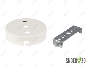 Plafondkap metaal plat wit met 3 gaten en beugel Plafondkap metaal plat wit met 3 gaten en beugel