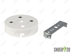 Plafondkap metaal plat wit met 5 gaten en beugel Plafondkap metaal plat wit met 5 gaten en beugel