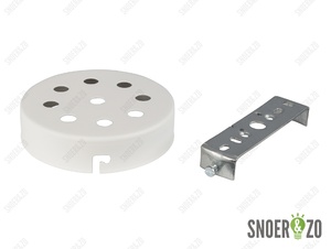 Plafondkap metaal plat wit met 9 gaten en beugel Plafondkap metaal plat wit met 9 gaten en beugel