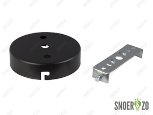 Plafondkap metaal plat zwart met 3 gaten en beugel Plafondkap metaal plat zwart met 3 gaten en beugel