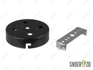 Plafondkap metaal plat zwart met 5 gaten en beugel Plafondkap metaal plat zwart met 5 gaten en beugel