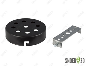 Plafondkap metaal plat zwart met 9 gaten en beugel Plafondkap metaal plat zwart met 9 gaten en beugel